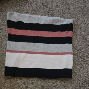 Dynamite Black, Pink, and Gray Striped Strapless Shirt